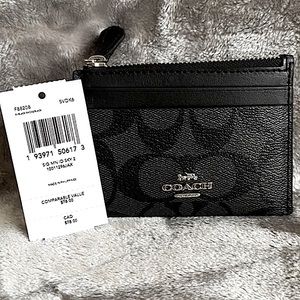 NWT Coach Signature Mini ID Skinny 2 Black Smoke F88208